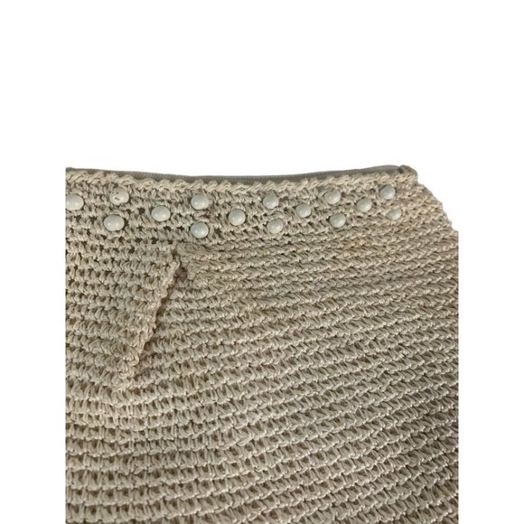 Vintage Crochet Straw and Beaded Off White Zip Top Clutch Bag Made in Japan - Picture 3 of 10